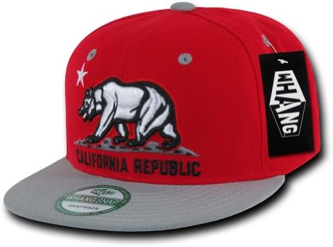 California Bear Republic Flat Bill Snapback by Whang (Red/Grey)