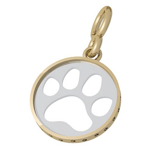 Bark Avenue Jewelers- Cut Out Paw Print Pendant 14 Karat Two Tone- Large
