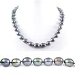 AugustinaJewelry Single Strand 18 Inch 10-11mm Black Oval Shape Freshwater Cultured Pearl Necklace