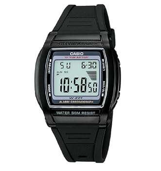 Casio #W201-1AV Men's 10 Year Battery Chronograph Alarm LCD Watch
