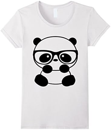 Women's CUTE Nerd Panda T SHIRT Pandas are nerds too FUN T SHIRT Small White