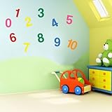 Vinyl Concept - Children's Wall Stickers, Nursery Numbers, 1 To 10 Wall , Kids Removable, Easy To Re
