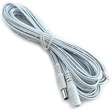 HitLights DC Extension Cable 16.4 Ft / 5 Meter - For Single Color Tape Light Strips and DC connections - White