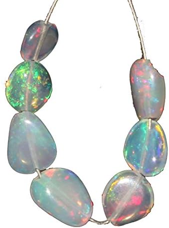 1.90 TCW Natural Ethiopian welo Fire Opal Tumble Beads 7 peices Demi strand 29AZ11