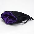 3.75X4" Black Velvet Dice Bag with Purple Satin Lining