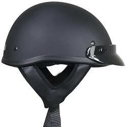 DOT Solid Flat Black Half Helmet - Size : Large
