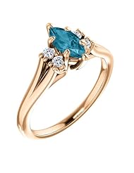 18K Rose Gold 8.00x4.00mm Marquise Cut London Blue Topaz and Diamond Ring -- LIFETIME WARRANTY