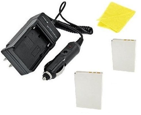 Multipack (2 Count): Digital Replacement Battery PLUS Mini Battery Travel Charger for Specific Digital Camera and Camcorder Models / Compatible with SANYO DB-L40, DB-L40AU Charges with Intelligent Charge Technology - Includes Car Adapter, TWO Batteries and ONE Soft Nonporous Microfiber Cleaning Cloth