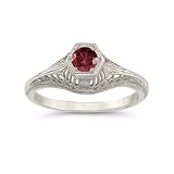 Vintage Art Deco Ruby Ring in .925 Sterling Silver
