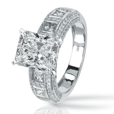 Radiant Cut/Shape 14k White Gold Bezel Set Princess