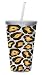 Cypress Home 17-Ounce Insulated Cup With Lid and Straw, Leopard