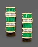 14k Gold Emerald (1-3/8 ct. t.w.) & Diamond (1/8 ct. t.w.) Earrings
