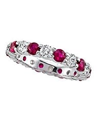 4.00ct,w Diamond And Ruby Wedding Eternety Band 14k Gold
