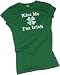 "Kiss Me I'm Irish" -- St. Patricks Day Distressed Print Crop Sleeve Fitted Juniors T-Shirt