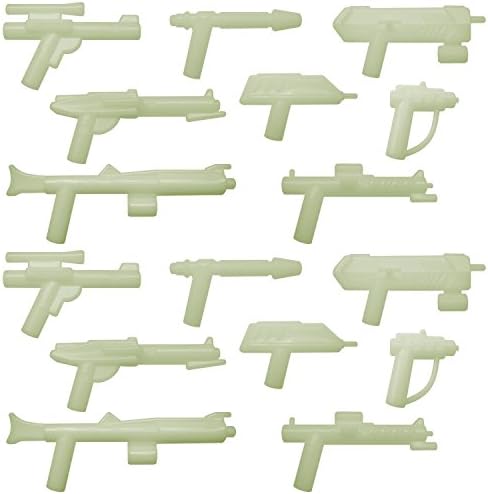 GALAXYARMS 16 pcs Weapon Set (Set 11): Space Weapons 8 Different Glow in the Dark Blasters for your LEGO minifig army NEW!