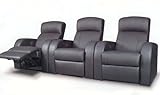 IMAGE OF 3 Seat Black Leather Recliners