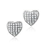 10k White Gold Heart Diamond Earrings Studs - HI, I, 0.25 cttw