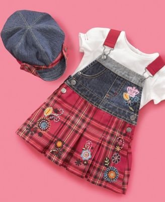 Childrens Toyshop  Apparel : Flapdoodles Baby Girl 3 Piece Plaid Jumper Set