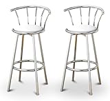 2 White Vinyl Specialty / Custom Chrome Barstools with Backrest Set