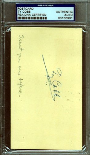 Ty Cobb Autographed/Hand Signed Postcard PSA/DNA Slabbed #83150991