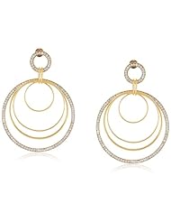 ABS By Allen Schwartz Gold Tone and Pave Multi Ring Earrings