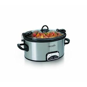 Crock-Pot SCCPVL605-S 6-Quart Programmable Cook & Carry Oval Slow Cooker, Stainless Steel