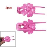 2 Pcs Fuchsia Plastic Two Prong Flower Spring Hair Clip