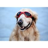 Pet Leso&reg; Large Dog Goggles Pet V-type UV Glasses Protection Fashion Eyewear Golden Retriever Goggles -Red