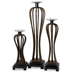 State Street Candleholders - Set Of 3, SET OF 3, DARK BROWN