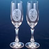 24% CRYSTAL HEART/HAND FLUTE GLASSES IN GIFT BOX