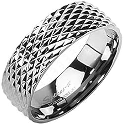 Spikes Titanium Slither Snake Men's Ring