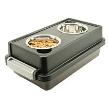 IRIS Medium Elevated Feeder with Airtight Storage, Black
