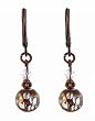 Earrings - E274 - Crystal and Copper Plated Polka Dot Glass Beads ~ Clear