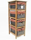 4 DRAW BATHROOM LIVING ROOM WICKER STORAGE UNIT CABINET. UNIT: 33x38x89cm (LY08-433/4 BR)