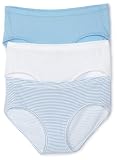 Bali Womens Fit Your Curves Cotton Stretch Hipster Brief 3 pack,Blue/White/Blue,X Large