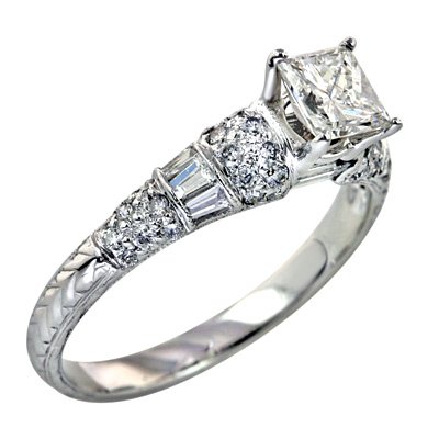 0.63 CT ANTIQUE STYLE ENGAGEMENT RING SETTING MADE IN 18K WHITE GOLD RD0290