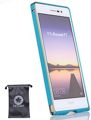 MINUO - Huawei Ascend P7 Case, [Light Blue] Luxury Aluminum Metal Bumper Case for Huawei Ascend P7