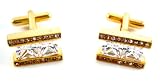 Stacy Adams Gold Rectangle Large CZ Cufflinks w/Gift Box
