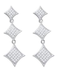 0.30CTW DIAMOND MICRO PAVE EARRINGS 10K White-gold Real Diamond