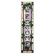 Grapes Welcome Vertical Art Glass Panel Wall Hanging Suncatcher 42 x 10