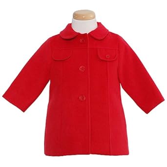 Shyla Baby Toddler Girls Red Single Breasted Wool Pea Coat 12M-4T