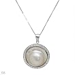 Necklace With Precious Stones - Genuine Diamonds and Mother of pearl Beautifully Designed in 14K White Gold. Total item weight 11.3g Length 18in