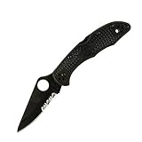 Spyderco Delica 4 Lightweight Blade Combination Edge Knife, Black
