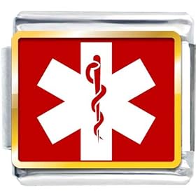 Gold Plated Sign Medical Alert Photo Italian Charm Bracelets