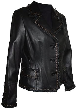 Summer Wear For Women : Paccilo 40155 Genuine Light Lambskin Leather Short Blazer On Line