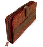 Genuine Leather Embossed Clutch Checkbook Wallet