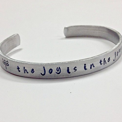 The Joy is in the Journey, Handstamped Quote Inspirational Cuff Bracelet – perfect for the traveler or the traveler at heart!