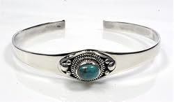 STERLING SILVER BANGLE BRACELET with Turquoise