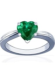 14K White Gold Heart Cut Emerald Solitaire Ring (GIA Certificate)