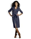 Newport News Jeanology Denim Tuxedo Shirt-Style Dress